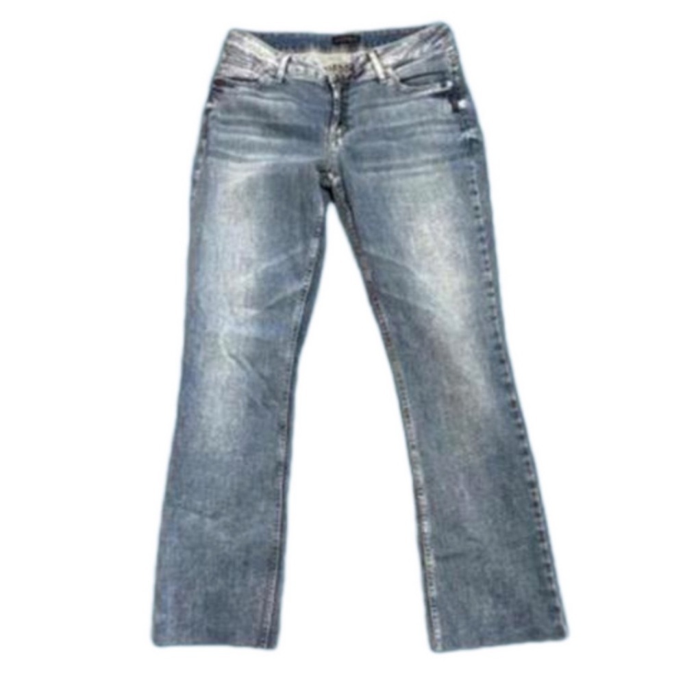 Silver Jean co light wash stretchy fitted low rise raw hem distressed jean 31